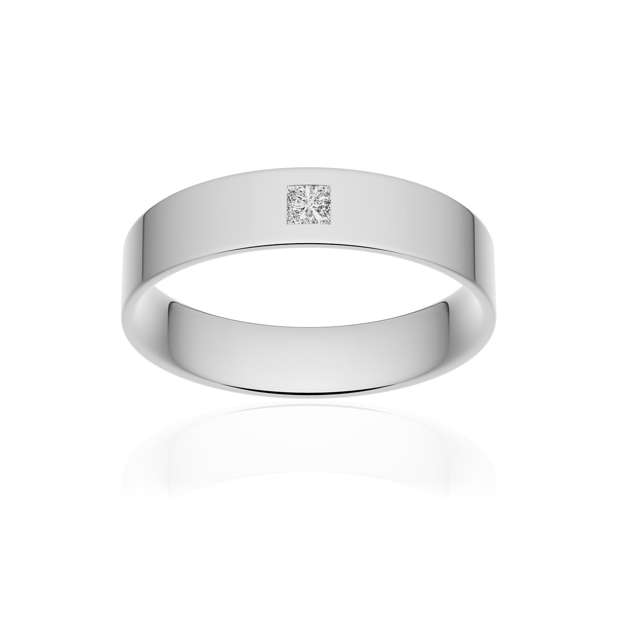 Alliance platine 950 poli ruban plat confort 4,5 mm diamant princesse