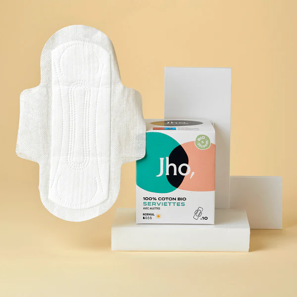 Jho Serviettes Normal Jour Bio 10 serviettes hygiéniques en coton bio par boîte
