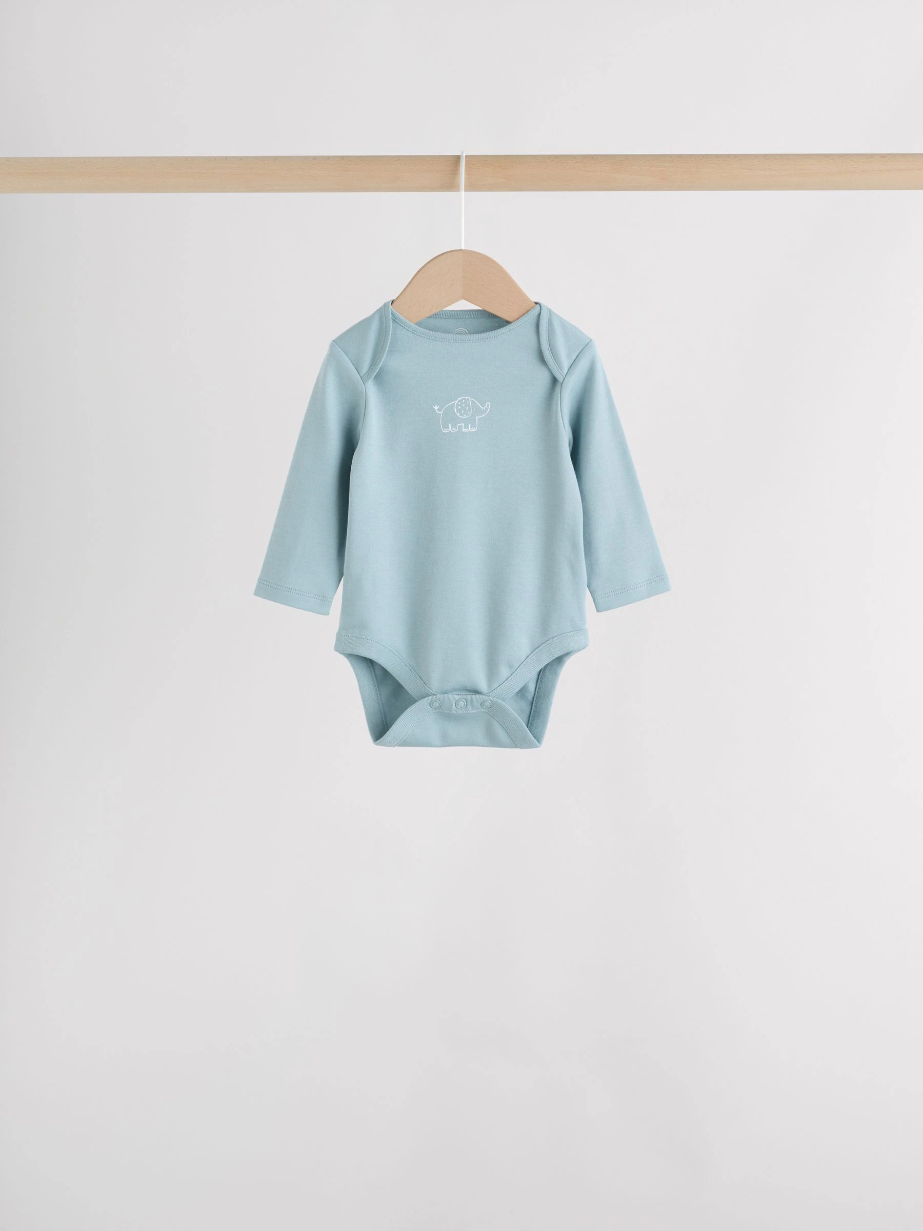Blauw - Baby Elephant Long Sleeved Bodysuits 5 Pack