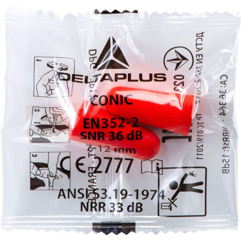 Bouchons d'oreilles jetables Delta Plus CONIC200 - 36 dB - Boîte distributrice de 200 paires