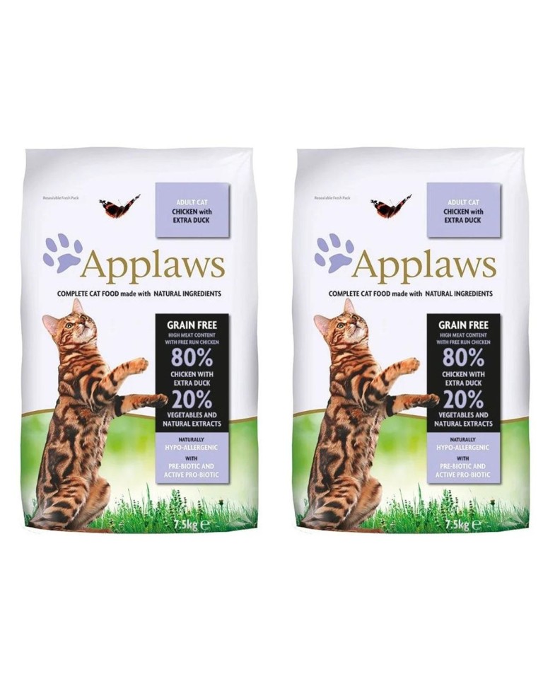 Applaws - 2 x Kattefoder - Kylling & And - 7,5 kg