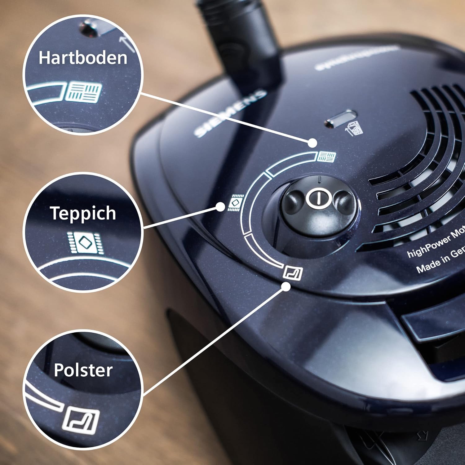 SIEMENS Staubsauger mit Beutel synchropower VS06B1110, Bodenstaubsauger, Hygiene-Filter, Bodendüse für Hartboden und Teppich, Starke Saugleistung, langes Kabel, 700 W, blau, Moonlight Blue, 700 Watt