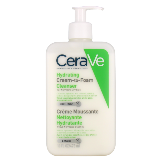 Crème moussante Cerave - Nettoyant visage peau normale à sèche