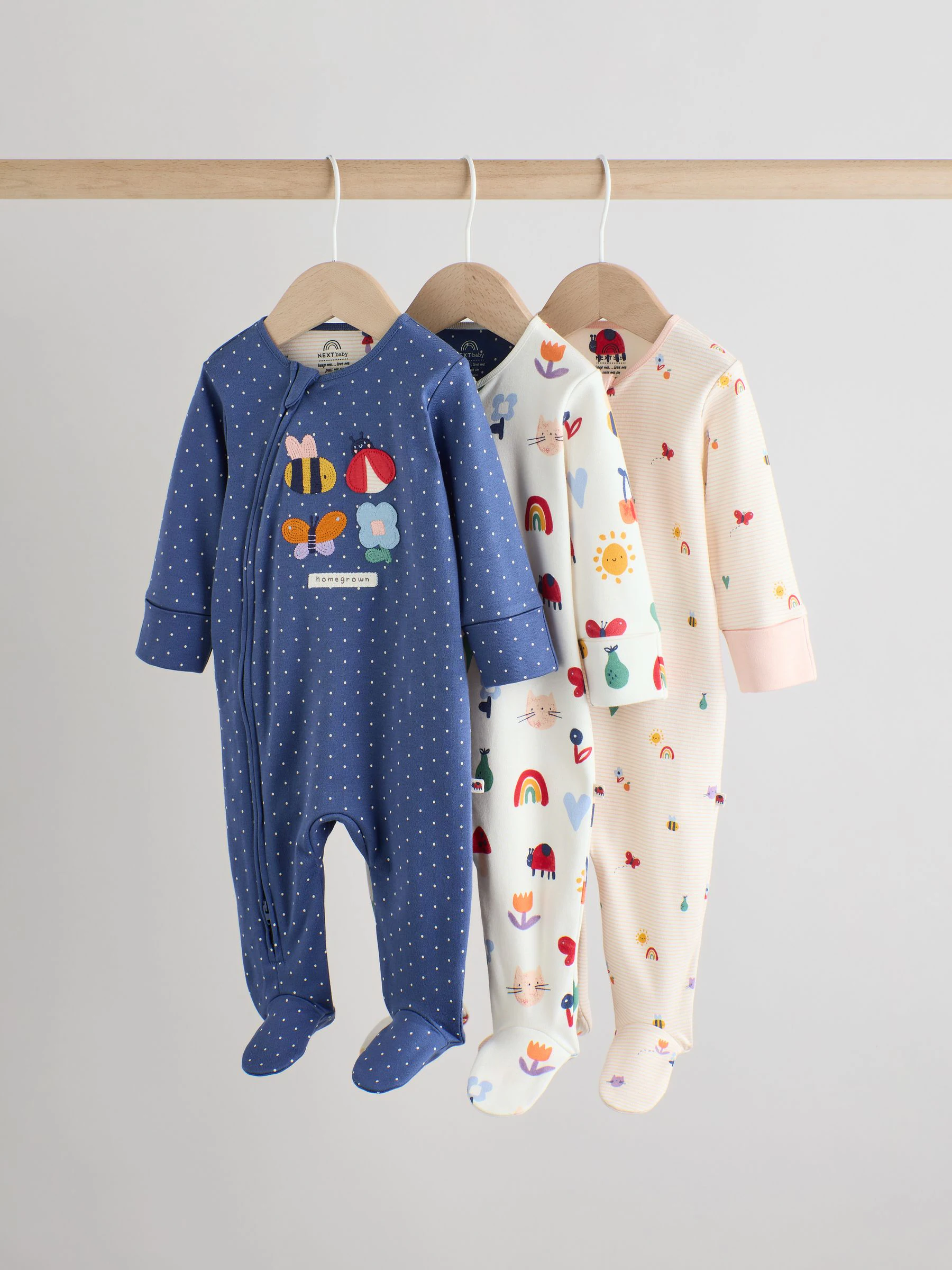 Marineblauw - Verpakking van 3 babypyjama's met tweewegrits (0-2jr)