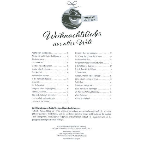 Holzschuh Verlag Weihnachtslieder Posaune