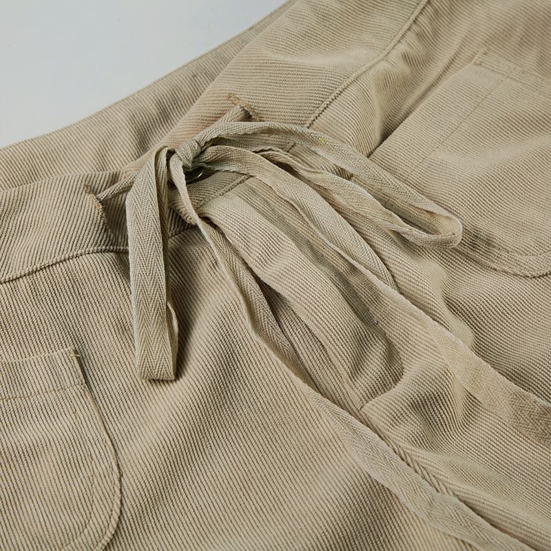 BrickBlack - Corduroy gebreide broek met lage taille en wijde pijpen