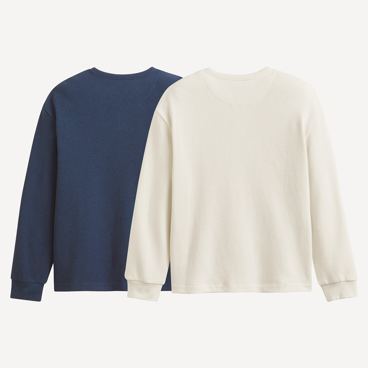 COLEÇÃO LA REDOUTE<br>Conjunto de 2 camisetas de manga comprida em tecido waffle