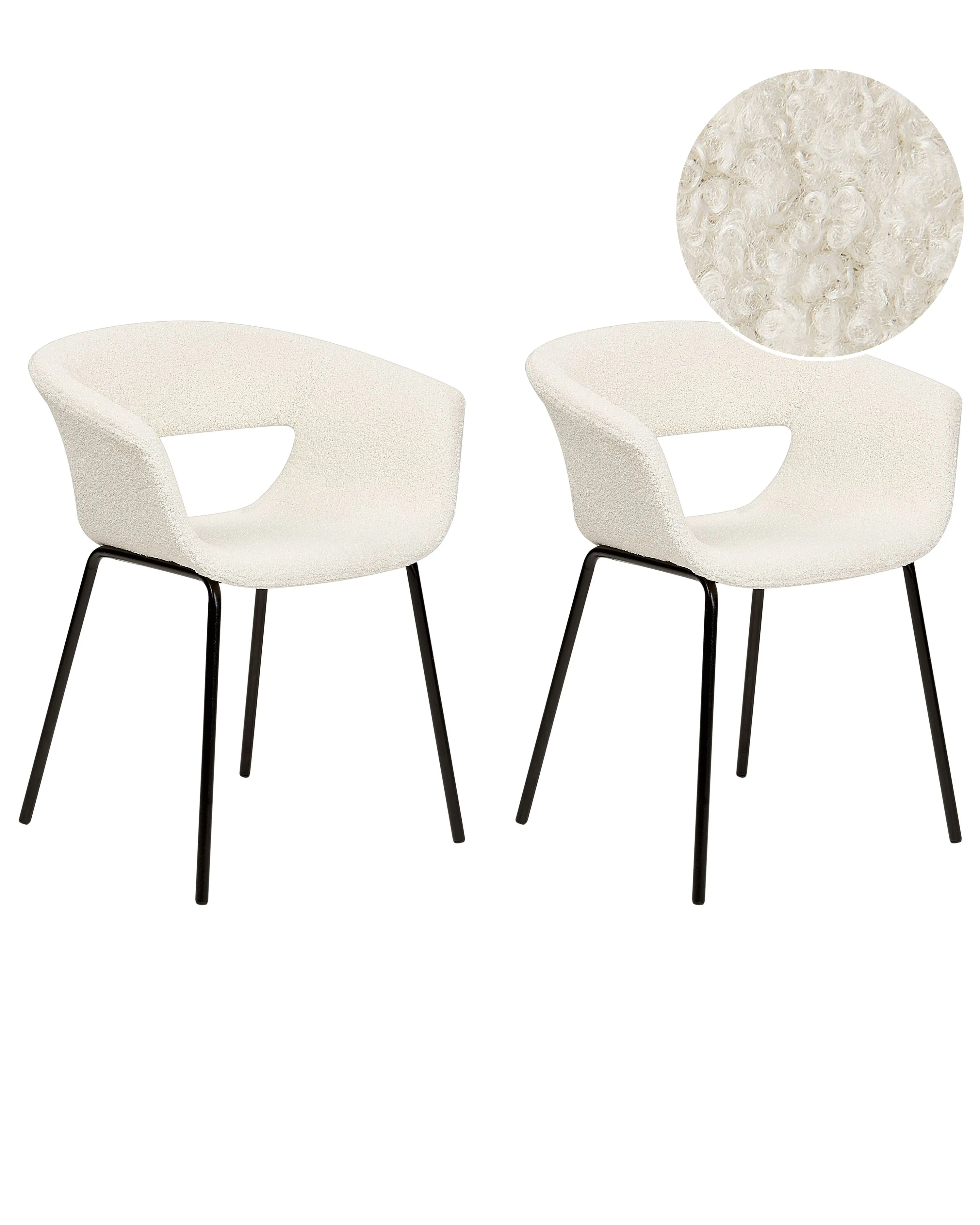 Set van 2 eetkamerstoelen ELMA Bouclé Gebroken wit