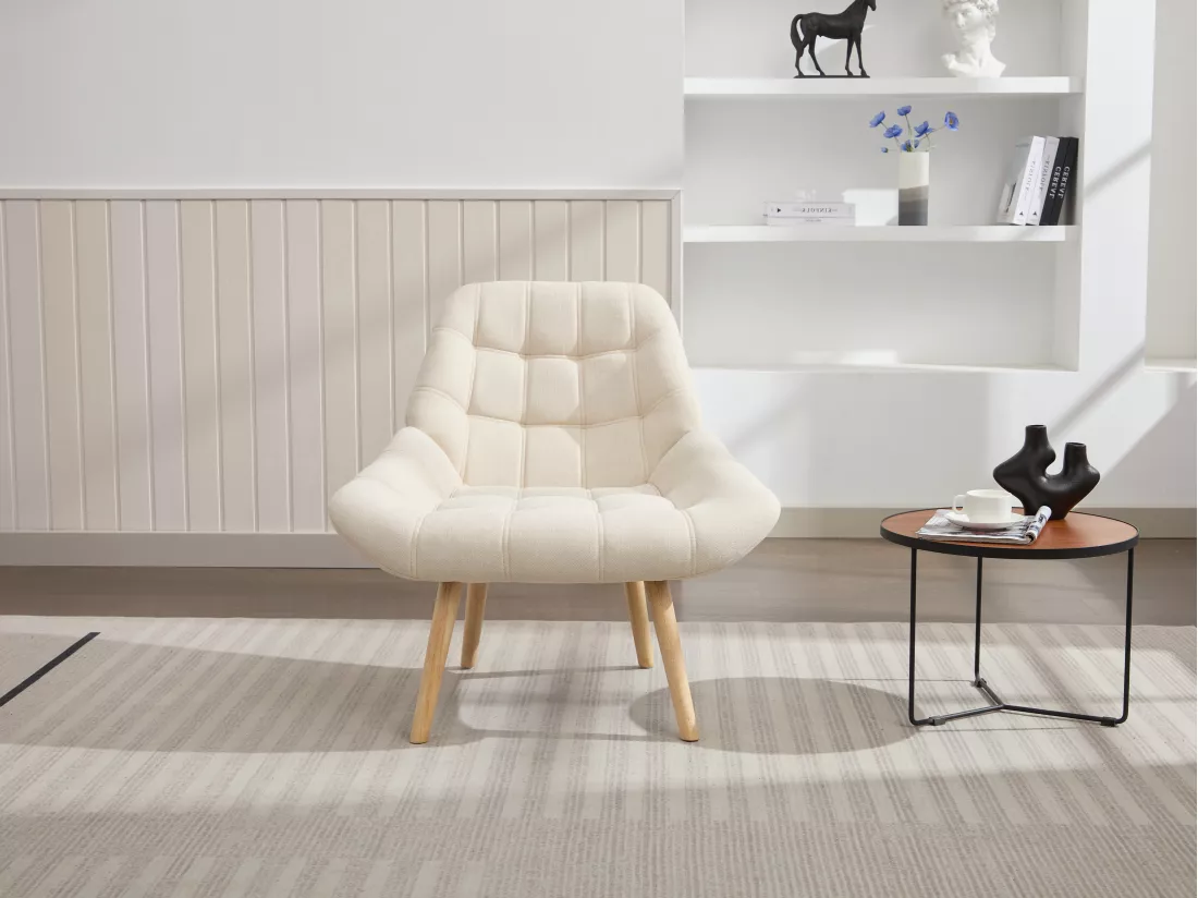 Fauteuil en tissu beige LUOSTO