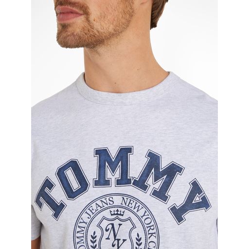 Tommy Jeans TJM Vintage Arch Tommy T-shirt, Silver Grey, XXL
