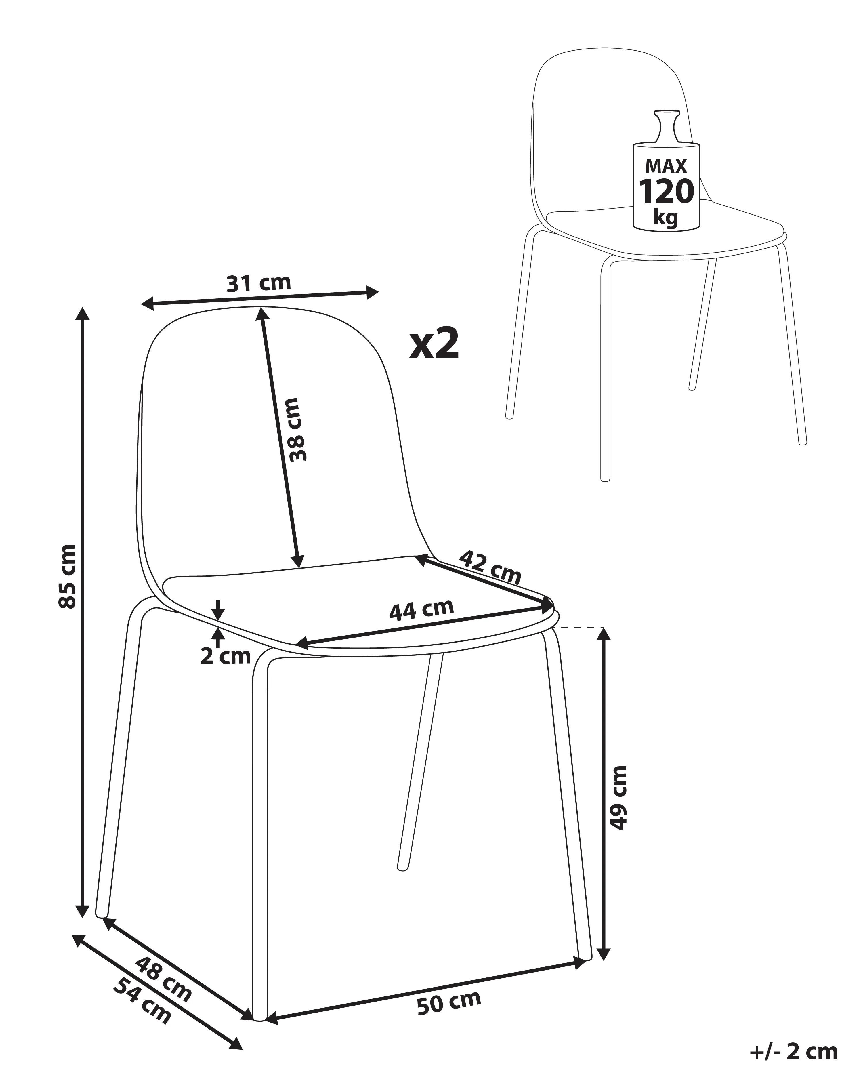 Set van 2 vergaderstoelen DORR Taupe