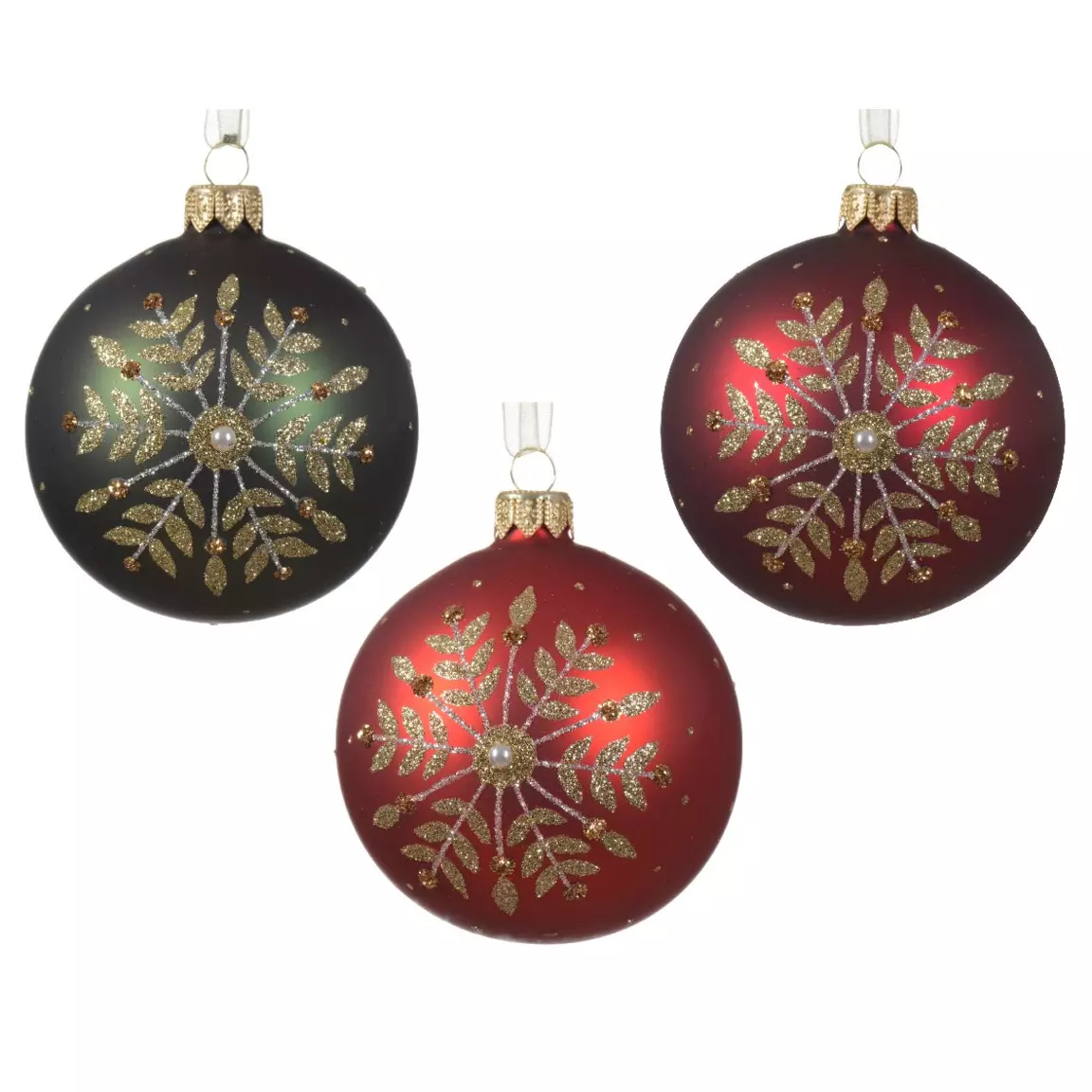 Lot de 6 boules de Noël (D80 mm) en verre Célia Rouge
