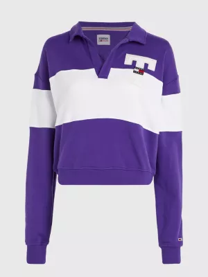 Polo Letterman de Manga Comprida com Corte Relaxado