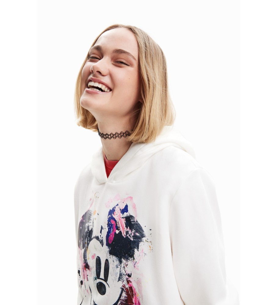 Moletom Desigual Mickey Mouse com estampa de respingos, branco