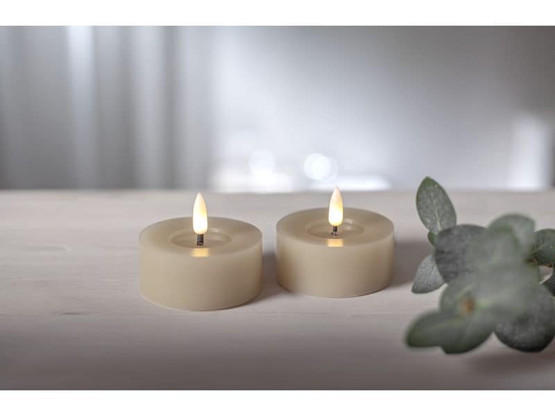 Star Trading LED Teelichter Set Flamme Flow 2 Pack, Beige Realistische Kerzenflamme für gemütliche Atmosphäre