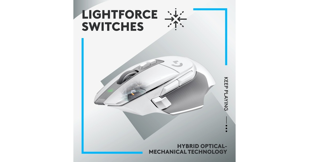 LogitechG502 X LIGHTSPEED Wireless Gaming Mouse  (Wit, 100-25.600 dpi)