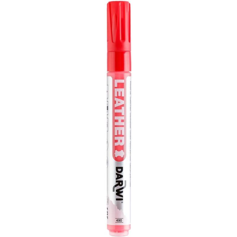 DARWI Marqueur Peinture sur Cuir Pointe Conique Fine 2mm - vermillon