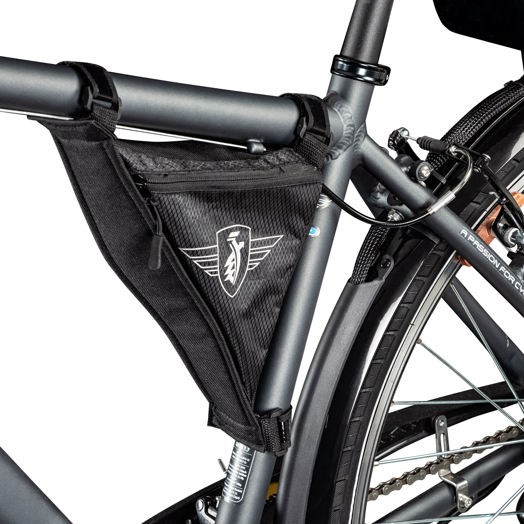 Zündapp Fahrradtasche für den Fahrrad Rahmen Tasche Oberrohrtasche Rahmentasche mit Klett und Reißverschluss