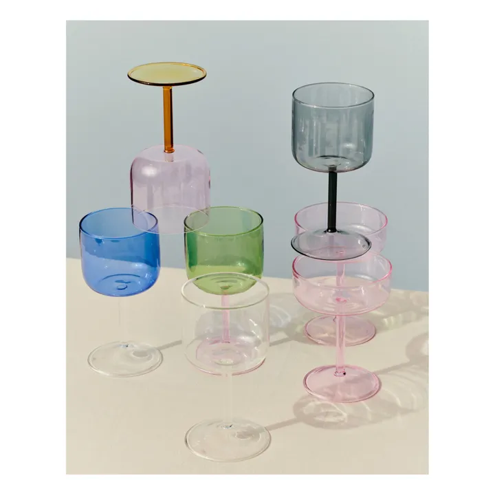 Hay Verre à pied Tint en borosilicate - Set de 2 | Bleu Clair