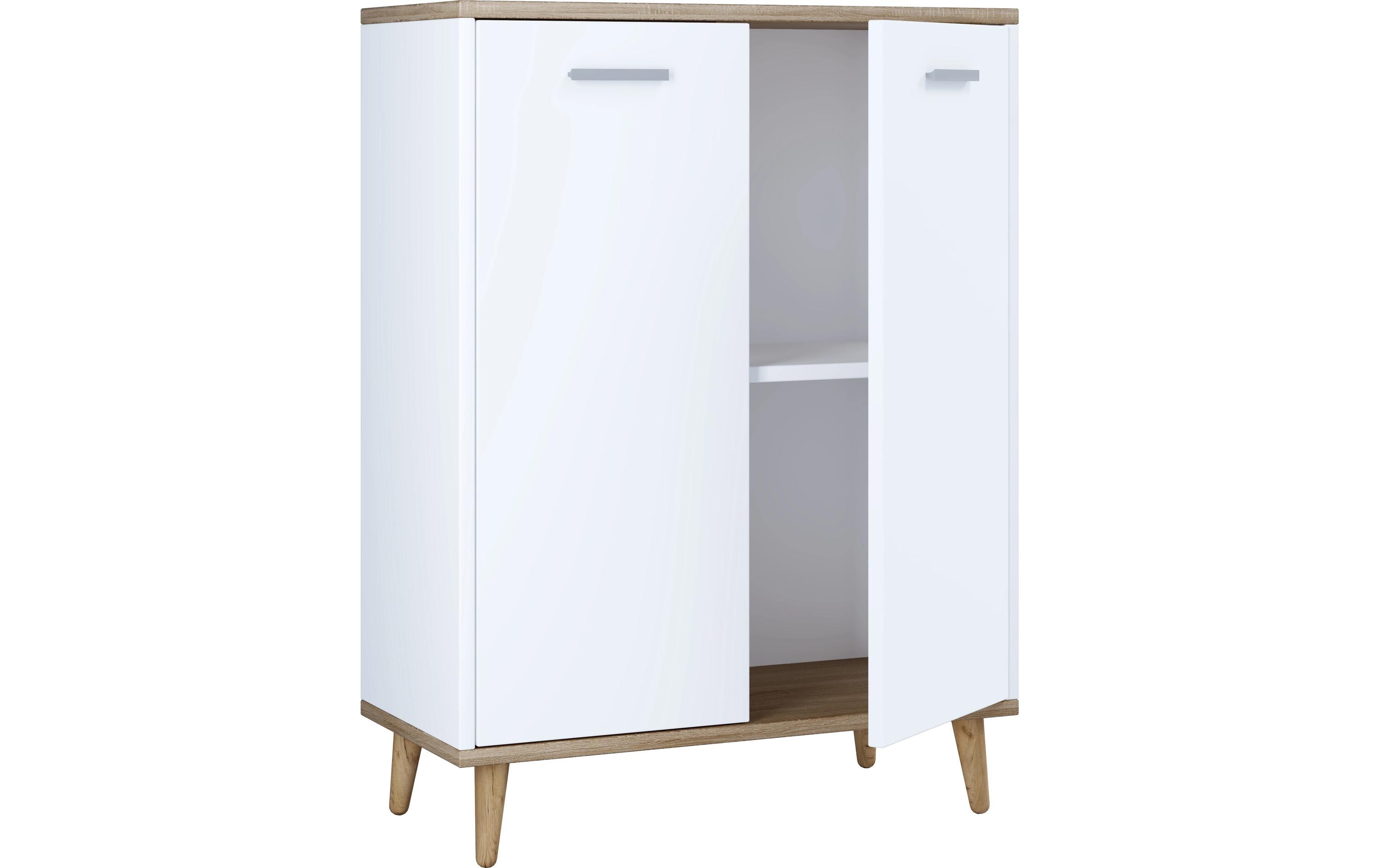 Kommode Landos 60 x 81.4 cm, Weiss/Honig-EicheAufbewahrungsschrank