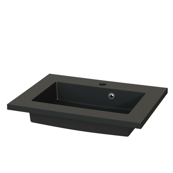 Tiger Maryport Badkamermeubelset 60 cm Mat wit met matzwarte polybeton wastafel en matzwarte grepen