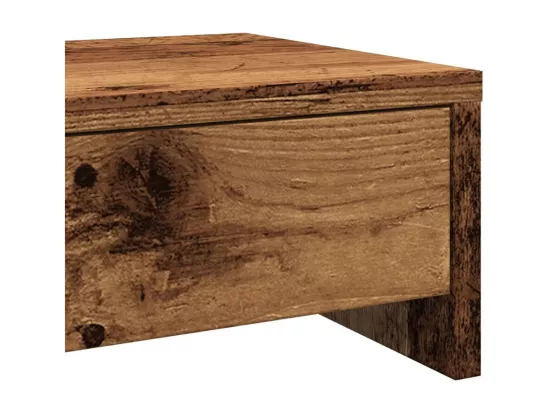 Support de moniteur avec tiroirs vieux bois bois d'ingénierie
