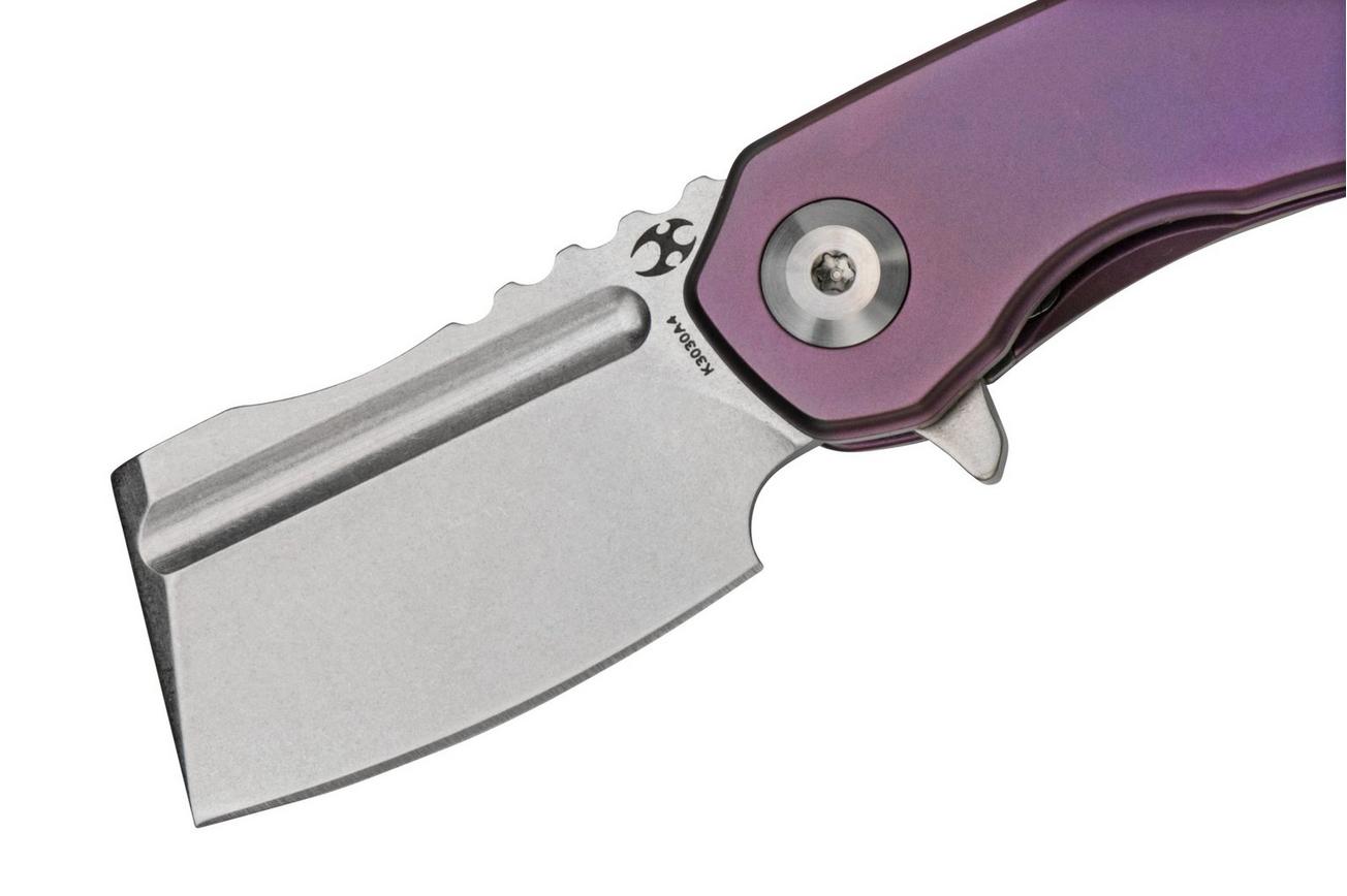 Kansept Mini Korvid K3030A4 Satin CPM-S35VN, Purple Titanium zakmes, Justin Koch design