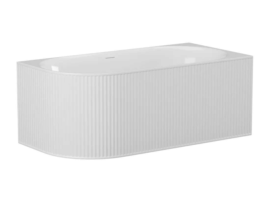 Baignoire d'angle striée - 290L - 170 x 80 x 60 cm - Blanc mat - Acrylique - Angle droit - BARBORI