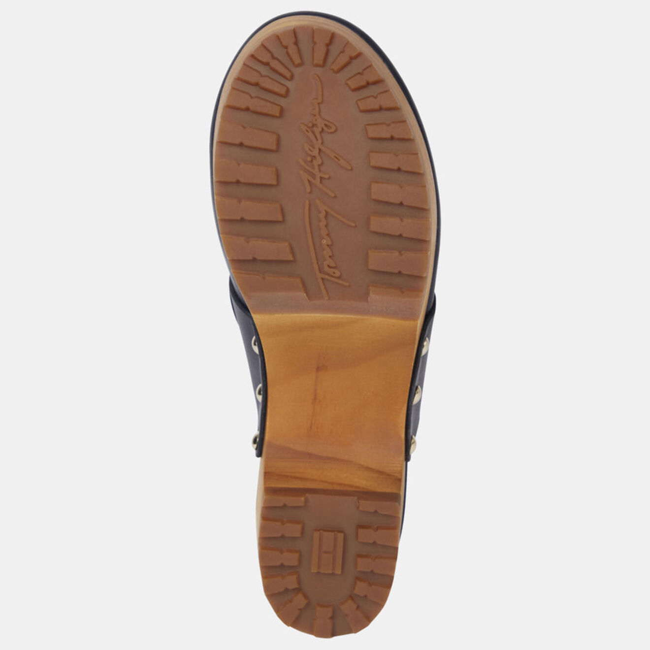 Tommy Hilfiger Sabots en Cuir Hardware Mid bleu marine