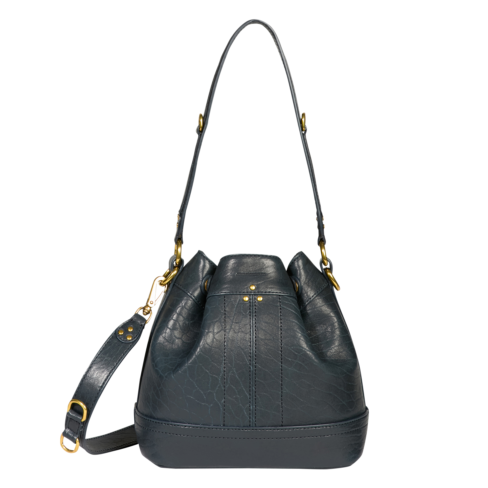 BEN S - Sac seau porté épaule en cuir | Bleu