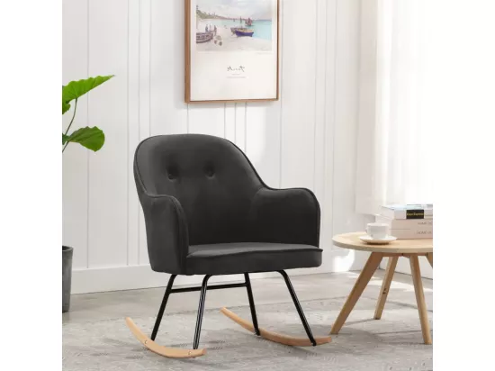 Chaise à bascule Gris foncé Velours