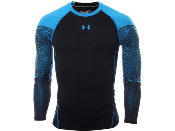 Under Armour Exclusive Compression M kompresjonsskjorte, svart og blå, størrelse S (1271346-001)