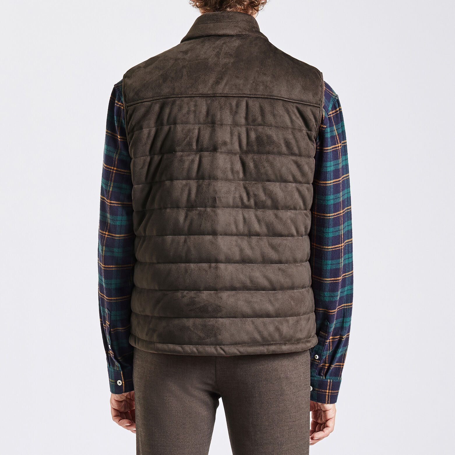 Doudoune sans manche aspect velours Camel