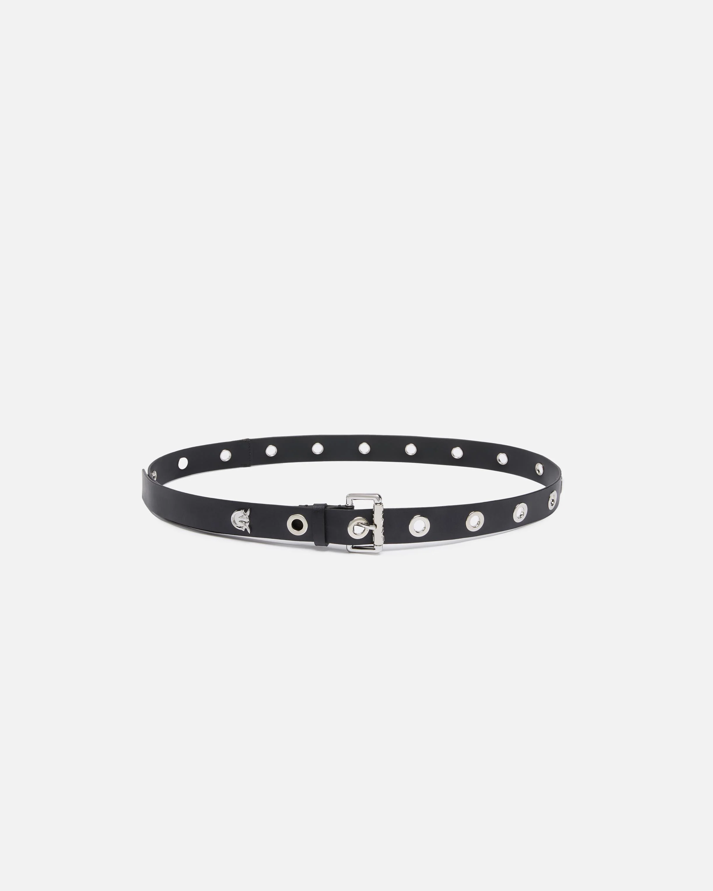 Ceinture imprimé monogram à œillets de 3 cm | Noir