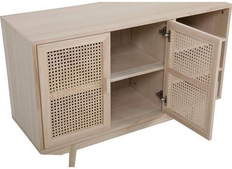 Dressoir - Natuur - MDF - Paulownie Wood - Rotan Deuren