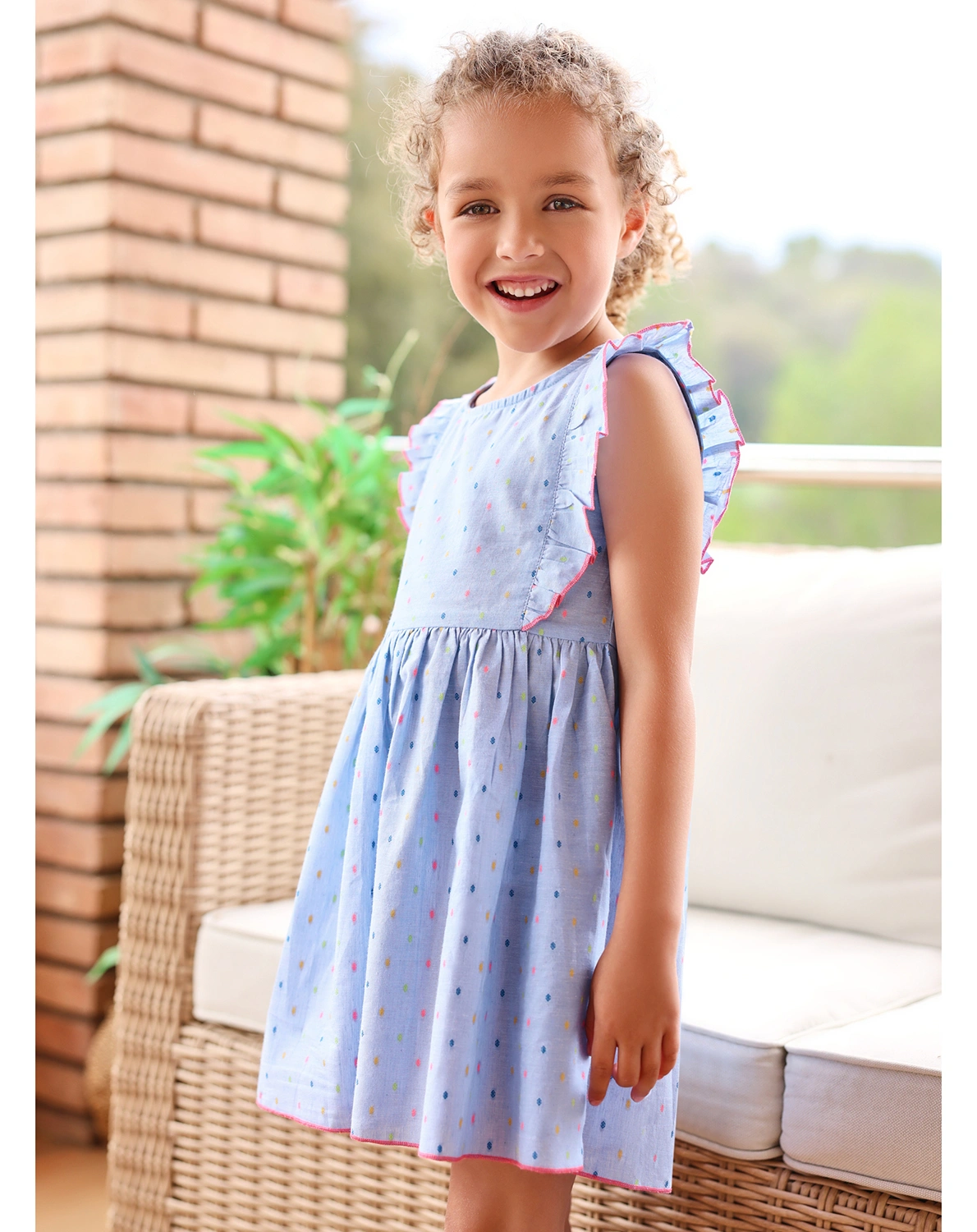Kleid COLOR DOTS ärmellos in blau