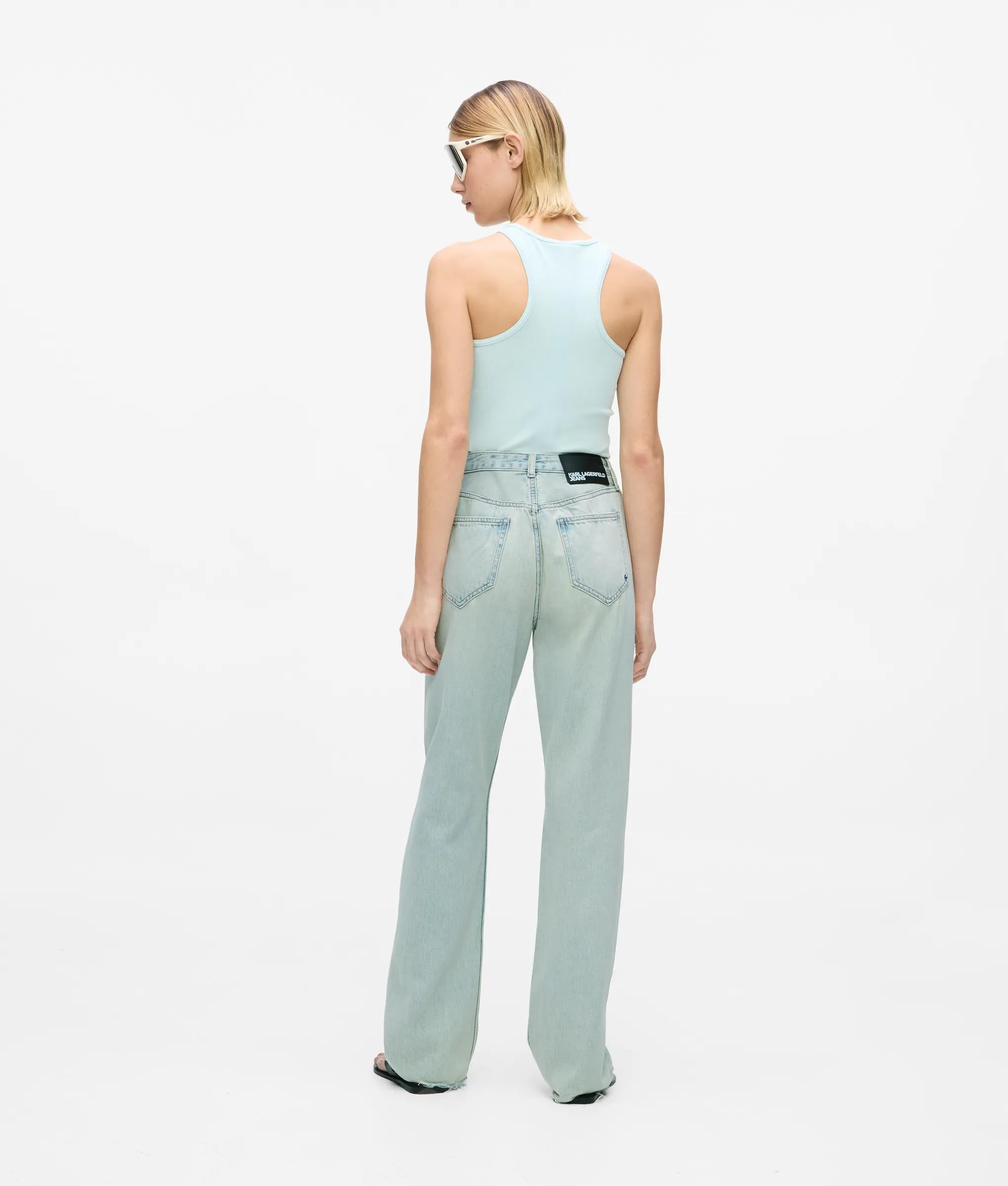 Lichtblauwe rechte jeans met hoge taille
