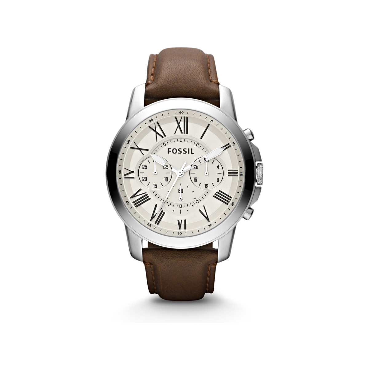 Montre Fossil homme acier cuir marron