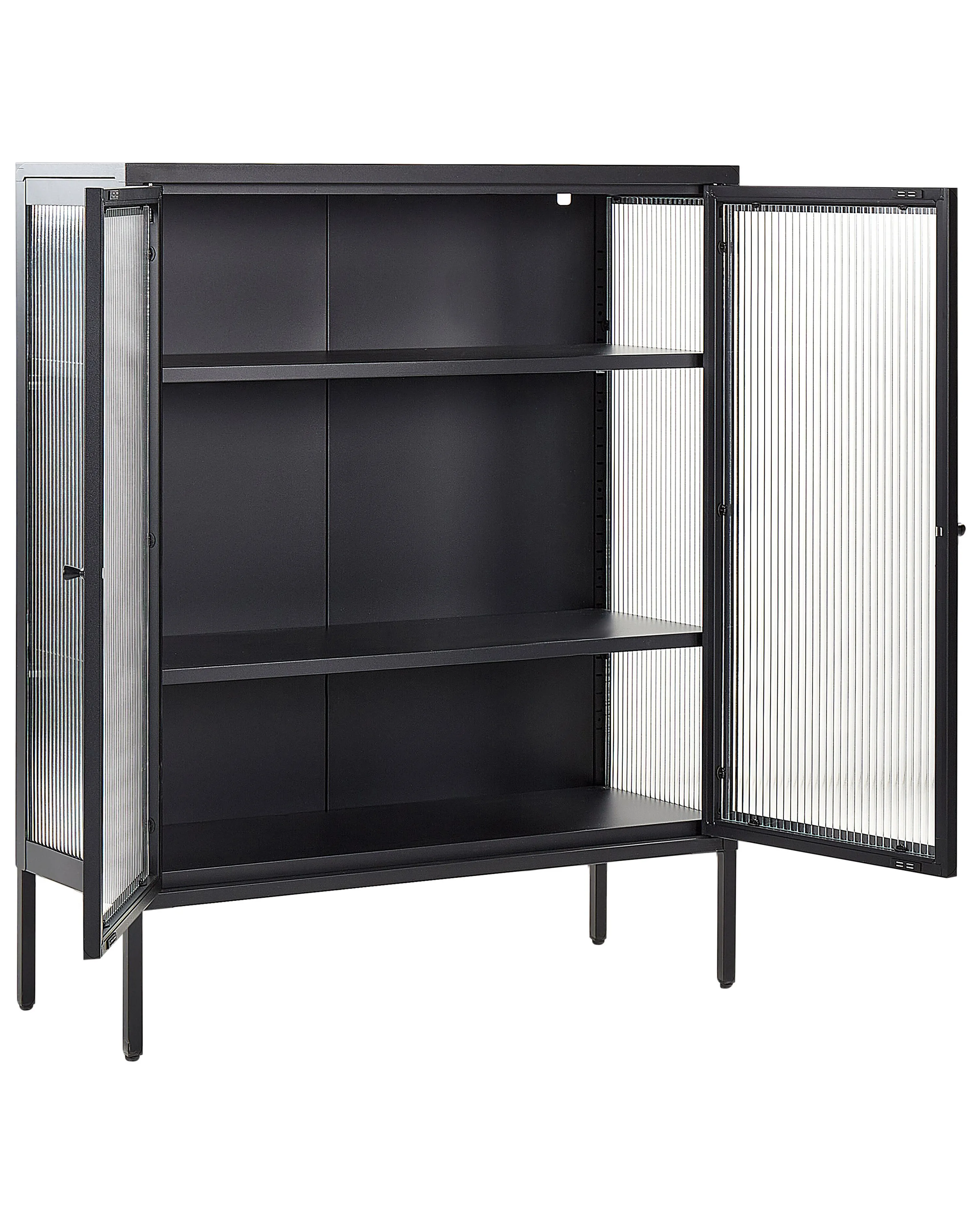 Dressoir met glazen deuren LERRYN Metaal 90 cm Zwart