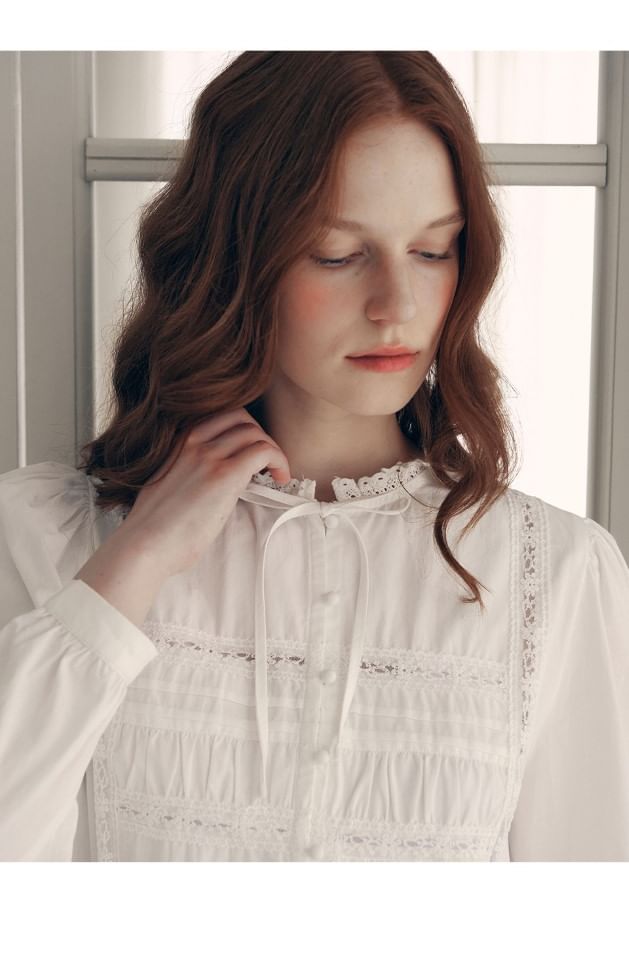 rolarola - Blouse met lint en kant (wit)