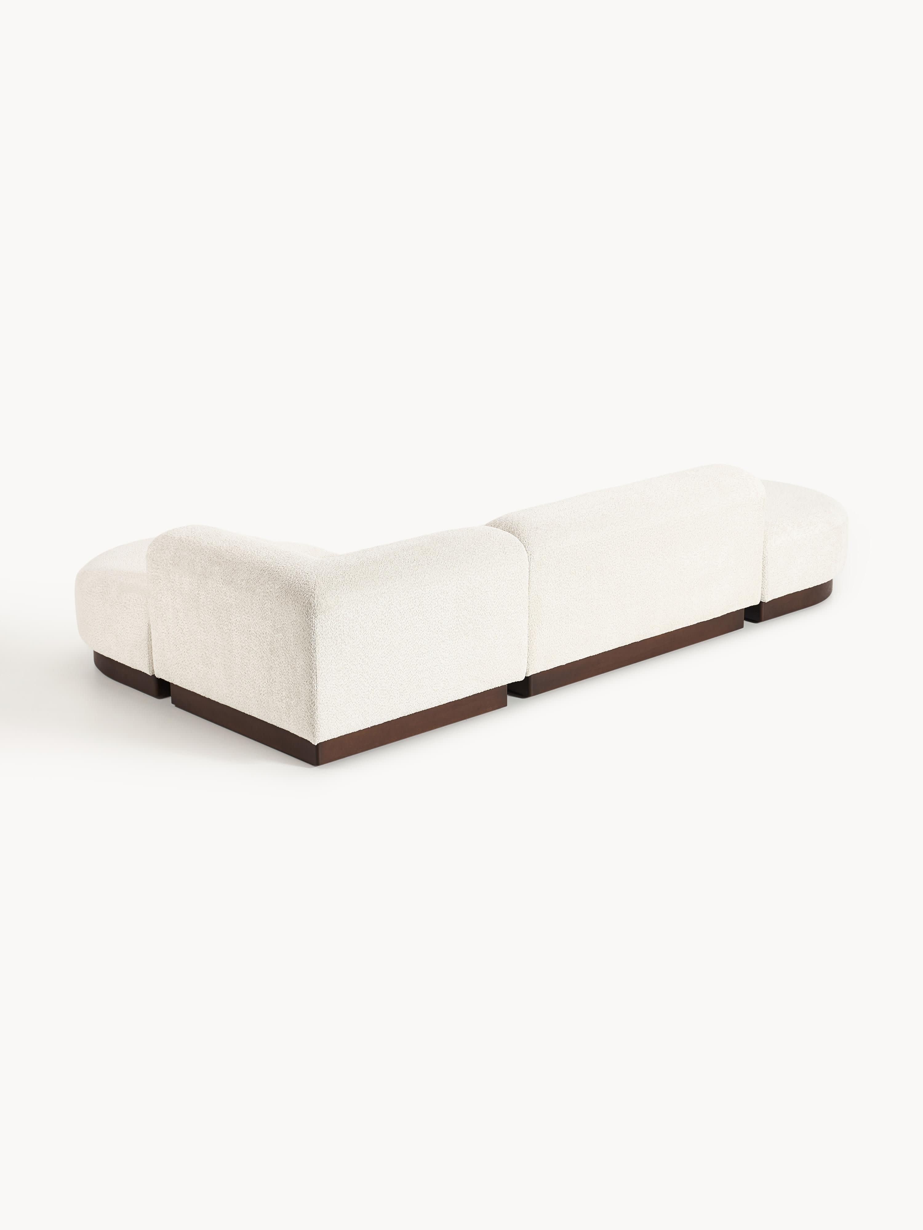 Modulaire hoekbank Natalie van teddy-bouclé