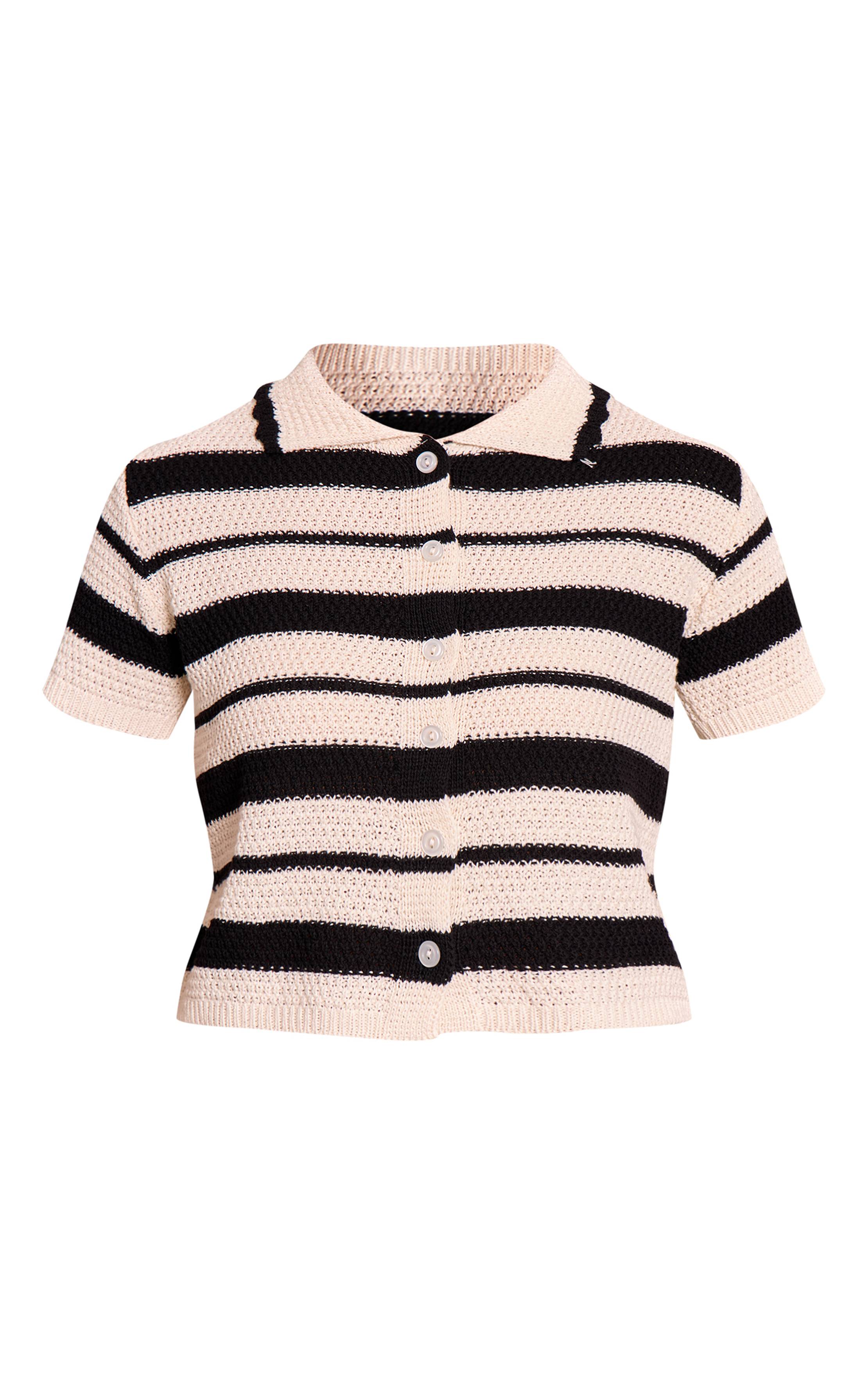 Monochrome Polo En Crochet Rayé Mono