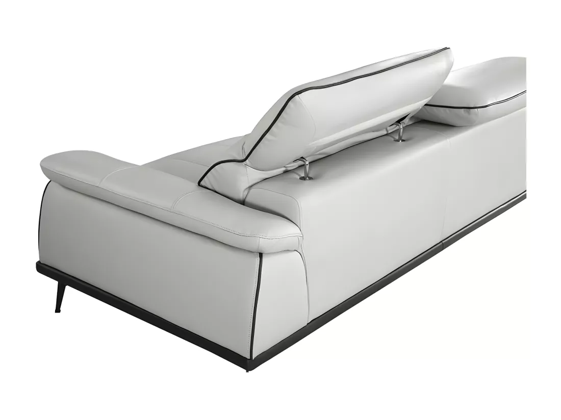 Canapé 2 places Cuir ELLIE Gris perle - Angle Droit