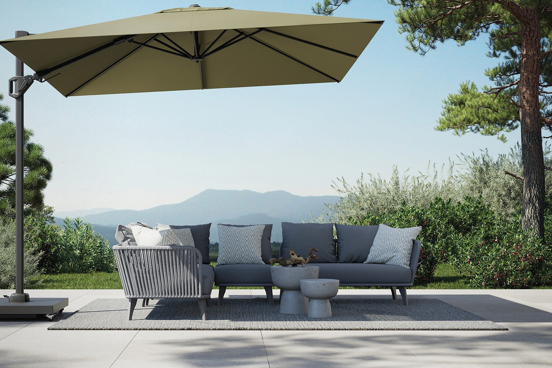 Platinum Challenger Zweefparasol T2 premium - 3x3 m. Lush Green