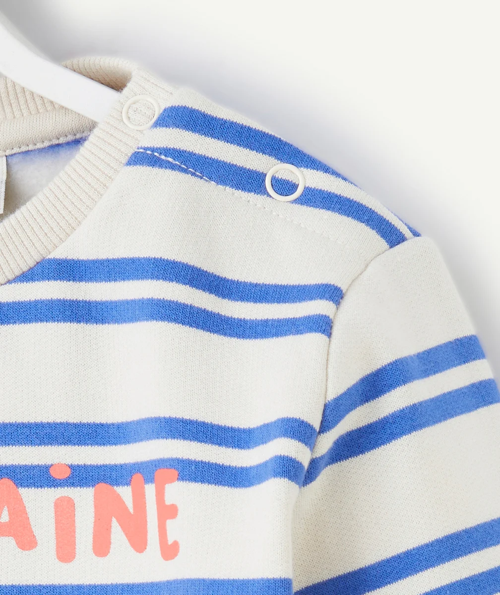 SWEAT BÉBÉ GARÇON EN FIBRES RECYCLÉES IMPRIMÉ RAYÉ THÈME CAPITAINE BISOUS