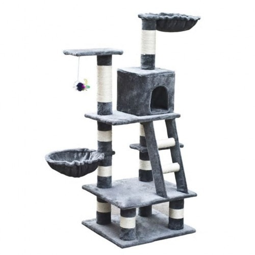 Poste arranhador de pelúcia para gatos, cinza