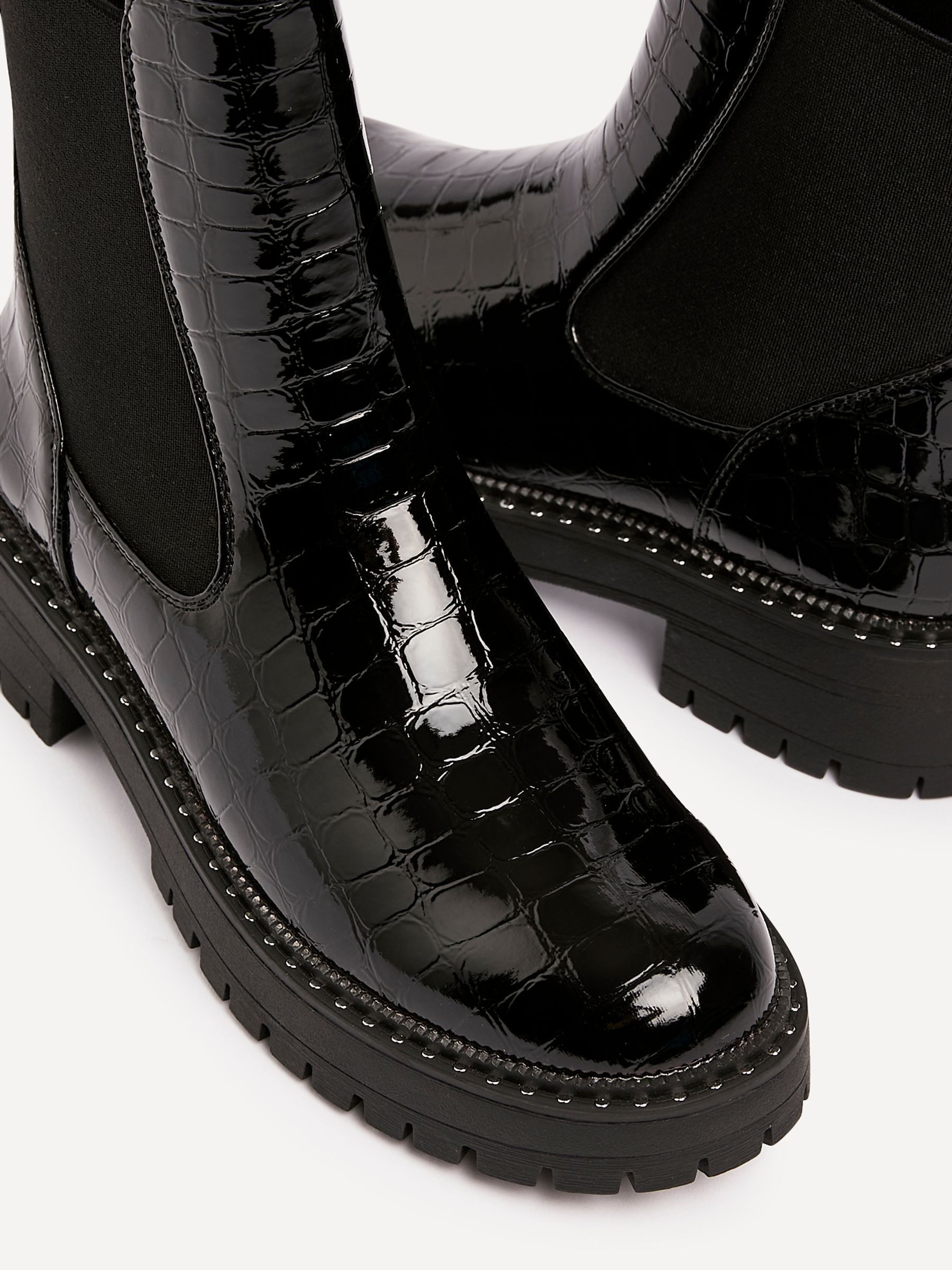 Linzi Landon Chunky Croc Mix Ankle Boots With Stud Detail Sole