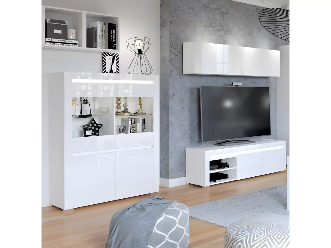Vaisselier 4 portes LED inclus Kasla Blanc