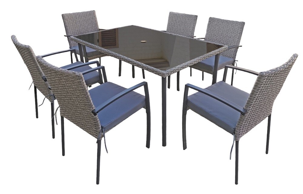 Jet-Line Gartenmöbel Essgruppe 6-Sitzer Carlo grau Jet-Line Dining Set