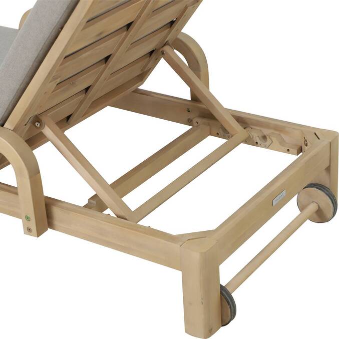 Lit de piscine PAPOUASIE Beige / Acacia